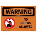Signmission OSHA WARNING Sign, No Riders Allowed, 5in X 3.5in Decal, 10PK, 3.5" W, 5" L, Landscape, PK10 OS-WS-D-35-L-12273-10PK